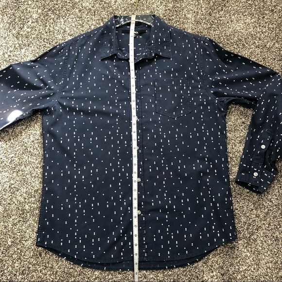 CARBON -HANDSOME BUTTON DOWN SHIRT.  NAVY BLUE & SMALL WHITE SQUARES DESIGN - B9 - Picture 5 of 9